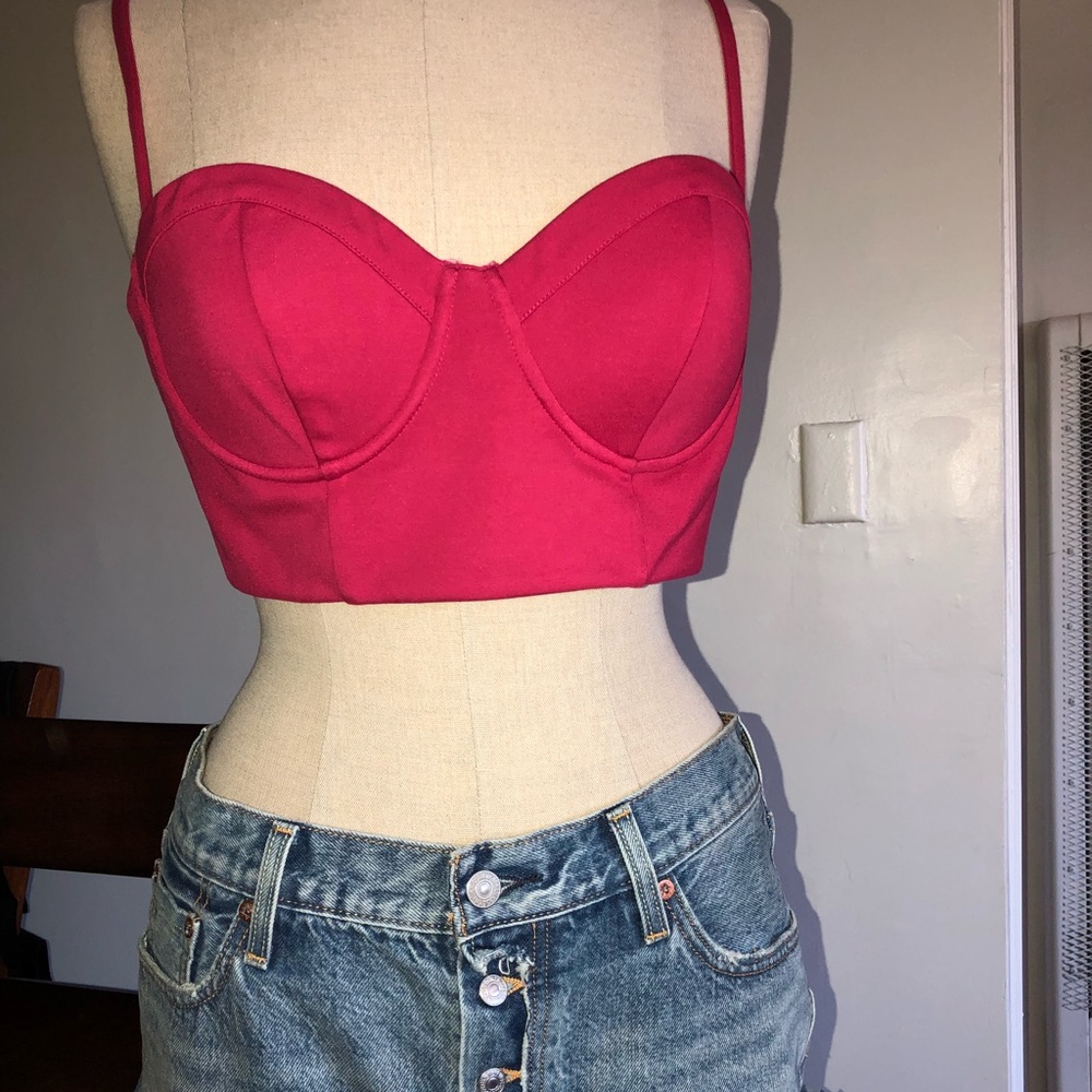 BEBE Red Crop Top, Size Large, Brand New